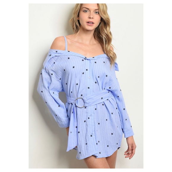 BLUE MINI DRESS WITH STAR PRINT - Picture 4 of 6